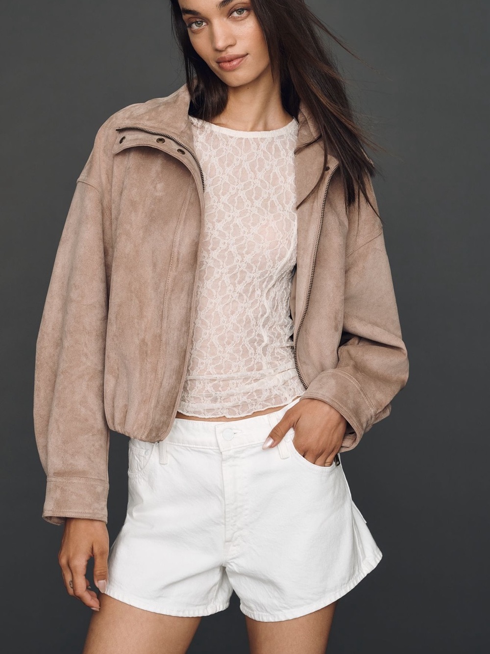 *Anthropologie Maeve Imara Faux Suede Funnel Neck Jacket